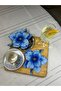 Blue Anemone Flower 3D Design Printed Laser Cut Cocktail & Presentation Napkin 6 Pieces - 3