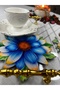 Blue Gazania Designed 3D Digital Printed Laser Cut Cocktail & Coffee Presentation Napkin 6 Pieces - 2