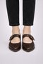 Genuine Leather Brown Print Women's Shoes Suitable for Thin Feet 9001 - 3