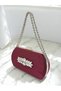 Burgundy Luxury Suede Crystal Stone Metal Handle Chain Women's Evening Dress Bag Wedding Engagement Graduation