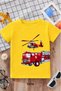 Fire Truck Printed Unisex Children's T-Shirt