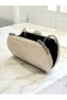 Beige Luxury Suede Crystal Stone Metal Handle Chain Women's Evening Dress Bag Wedding Engagement Graduation - 3