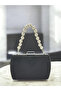 Black Luxury Suede Crystal Stone Metal Handle Chain Women's Evening Dress Bag - 3