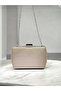 Beige Luxury Suede Crystal Stone Metal Handle Chain Women's Evening Dress Bag - 5