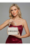 Beige Luxury Suede Crystal Stone Metal Handle Chain Women's Evening Dress Bag Wedding Engagement Graduation