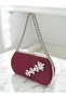 Burgundy Luxury Suede Crystal Stone Metal Handle Chain Women's Evening Dress Bag Wedding Engagement Graduation