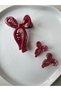 Matte Color Big Bow Buckle Set of 3 Burgundy