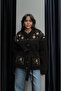 Bitter Brown Embroidered Floral Belted Cardigan