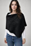 Lace-Like Knit Asymmetrical Cut Knitwear Acrylic Poncho
