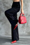 Pleated High Waist Stretch Fabric Woven Palazzo Pants 4074 - 6