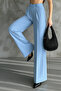 Pleated High Waist Stretch Fabric Woven Palazzo Pants 4074 - 4