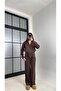 Acı Kahve Double Zipper Cardigan Elastic Waist Pants Knitwear Set Gaus-01090