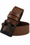 Light Brown Genuine Leather Laser Patterned Sports Men's Belt with Black Buckle, Shortenable 2602663