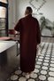 Brown Turtleneck Zero Sleeve Midi Dress-Cardigan Women's Knitwear Set - 5