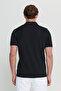 Men's Black 100% Cotton Slim Fit Slim Fit Crew Neck Jacquard T-Shirt - 5