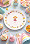 Queen Girls' Patterned 6-Piece Dessert Plate Set (20 CM) Dessert Cake Serving Plate Special for Children - 2