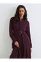 Burgundy Belted Shirt Dress - 2