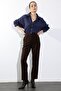 Brown Elastic Waist Cigarette Pants 00191