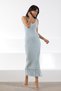 Blue Viscose Blended Women's Knitwear Dress with Tassel Detail - 3
