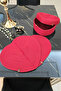 Special Heart Patterned Red Handmade Bread Basket Set with 2 Pieces of Bread Boards and 1 Piece of Lid - 3