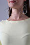 Long Sleeve Boat Neck Body Hugging Basic Women's Body T-Shirt 21897 Light Yellow - 2