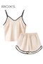 Women's Silk Pajamas Set,2 Piece Pjs Cami Top And Shorts Loungewear Sets,Satin Camisole Sleepwear Li