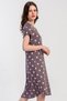 Women's Viscose Short Sleeve V-Neck Lace Polka Dot Nightgown Tunic Smoked C9T8N2305 - 2