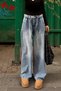 Women's High Waist Lace-Up Wide Leg Jeans - 5