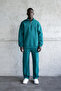 Men's Loose Sweatpants with Stitching Detail in Fat Green - 5