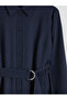 Navy Blue Belted Shirt Dress - 6
