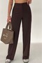 Women's Brown High Waist Classic Wide Leg Trousers - 3