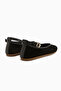 Jenin Genuine Leather Black Suede Women's Ballerinas with Belt - 6