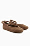 Jenin Genuine Leather Mink Suede Belted Women's Ballerinas - 5