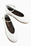 Jenin Genuine Leather White Belted Women's Ballerinas - 4