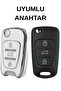 For Hyundai Kia Accent I10 I20 I30 Ix25 Ix35 Elentra Ceed Picanto Rio 3 Button Nano Key Case Cover White - 2