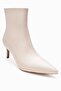 Noya Beige Leather Pointed Toe Women's Thin Heeled Boots - 4