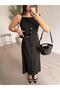 Black Vest Detailed Combined Dress - 3