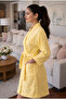 Straight Collar Long Women's Bathrobe |   Soft Textured Belted Pajama Robe with Pockets - 2
