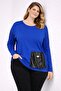 Women's Plus Size Cobalt , with Bag Accessories, Piped Detail , Low Sleeve Blouse 65N39358