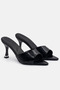 Women's Heeled Slippers Black Patent Leather Rustic Fabric Pointed Heeled Women's Slippers - 5
