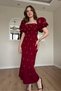 Women's Premium Square Collar Maxi Length Dress with Stone Detail