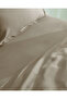 Crep King Size 100% Cotton Flat Sheet Lı Duvet Cover Set - Beige - 5