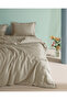 Crep King Size 100% Cotton Flat Sheet Lı Duvet Cover Set - Beige - 3