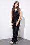 Black Pocket Linen Vest Set High Waist Pants Girls' Bottom Top Set 23544