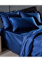 Thalie Double 100% Cotton Striped 300 Tc Satin Duvet Cover Set - Navy Blue - 5