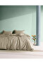 Crep King Size 100% Cotton Flat Sheet Lı Duvet Cover Set - Beige