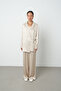 Women's Jacquard Textured Tied Viscose Beige Jacket - 4