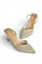 Y820444214 Gold Glitter Pointed Toe Women's Heeled Shoes - 6