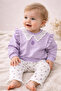 100% Cotton Purple Lace Collar Strawberry Patterned Flared Premium Baby Girl Set - 2
