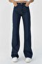 Women's High Waist Extra Dark Blue Jean Stretch Fabric Soft Palazzo